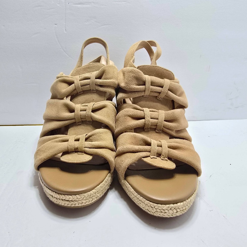 Sam Edelman Awan Wedge Sandals Tan Suede Bow Espadrille Slingback 8.5M